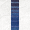 A yarn swatch showing the self striping pattern of the blue and purple tones.