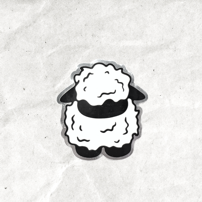 Black and white sheep sticker with mirrored edge.